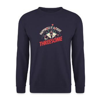 Happiness is a tight Threesome Darts Dreier - Unisex Pullover - Navy - Vorne - Alina (178cm) & Michal (187cm)