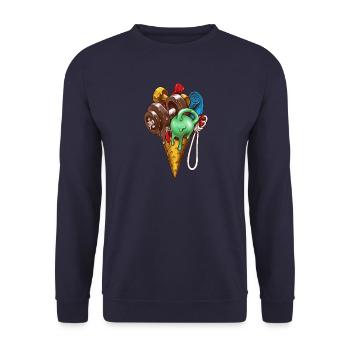 Gym Ice Cream - Eis Workout - Unisex Pullover - Navy - Vorne - Alina (178cm) & Michal (187cm)
