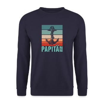 Kapitän Papa - Papitän Vater - Unisex Pullover - Navy - Vorne - Alina (178cm) & Michal (187cm)