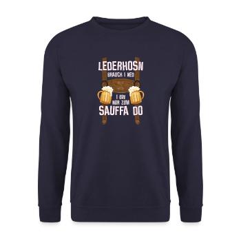 Volksfest Lederhose zum Saufen - Unisex Pullover - Navy - Vorne - Alina (178cm) & Michal (187cm)