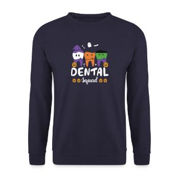 Halloween Zähne - Zahnarzt Squad - Unisex Pullover - Navy - Vorne - Alina (178cm) & Michal (187cm)