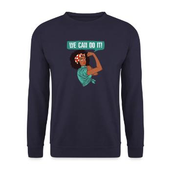 Strong independent woman - Unisex Pullover - Navy - Vorne - Alina (178cm) & Michal (187cm)