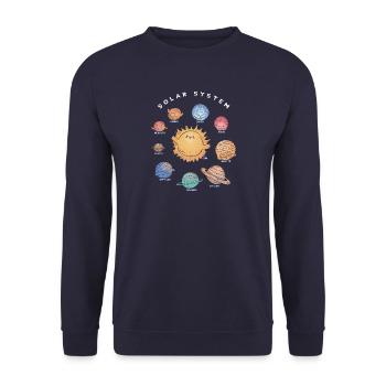 Unser Solarsystem - Universum - Unisex Pullover - Navy - Vorne - Alina (178cm) & Michal (187cm)