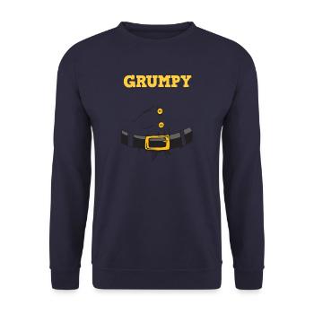 Grumpy Weihnachtsmann - Ugly Weihnachten - Unisex Pullover - Navy - Vorne - Alina (178cm) & Michal (187cm)
