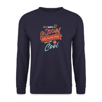 Social Distancing before it was cool - Unisex Pullover - Navy - Vorne - Alina (178cm) & Michal (187cm)