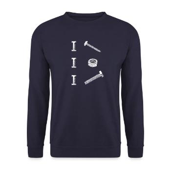 I Screw nut bolt - Lustiges Mechaniker - Unisex Pullover - Navy - Vorne - Alina (178cm) & Michal (187cm)
