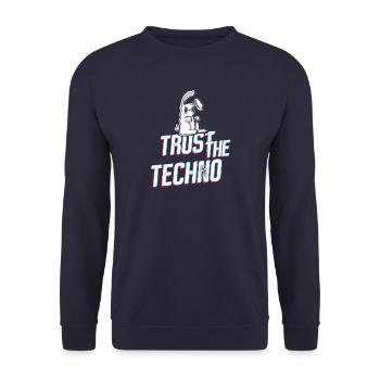 Trust the Techno Bunny - Unisex Pullover - Navy - Vorne - Alina (178cm) & Michal (187cm)