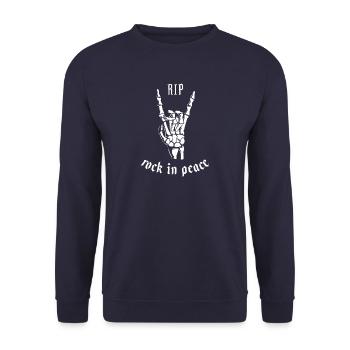 Rock in Peace RiP - Unisex Pullover - Navy - Vorne - Alina (178cm) & Michal (187cm)