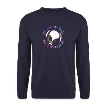 Music my Drug - DJ my Dealer - Unisex Pullover - Navy - Vorne - Alina (178cm) & Michal (187cm)