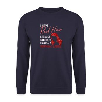 Rote Haare als Warnhinweis von Gott - Unisex Pullover - Navy - Vorne - Alina (178cm) & Michal (187cm)