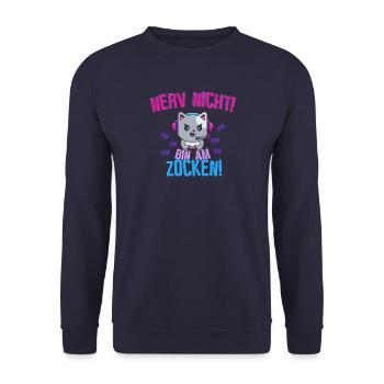 Nerv nicht! Bin am zocken! - Unisex Pullover - Navy - Vorne - Alina (178cm) & Michal (187cm)