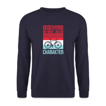 Gegenwind formt den Charakter - Unisex Pullover - Navy - Vorne - Alina (178cm) & Michal (187cm)