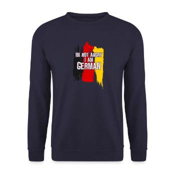 Ich bin nicht wütend - Ich bin deutsch - Unisex Pullover - Navy - Vorne - Alina (178cm) & Michal (187cm)
