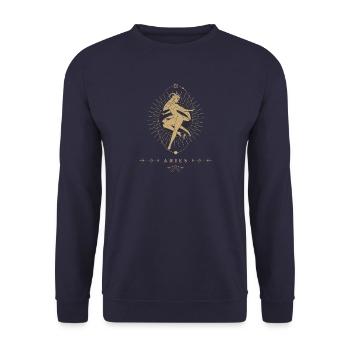 Widder Sternzeichen - Unisex Pullover - Navy - Vorne - Alina (178cm) & Michal (187cm)