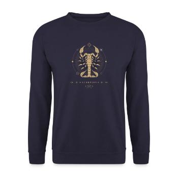 Skorpion Sternzeichen - Unisex Pullover - Navy - Vorne - Alina (178cm) & Michal (187cm)