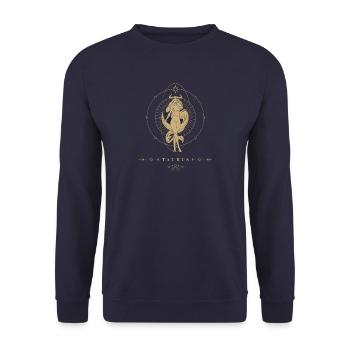 Stiere Stier Sternzeichen - Unisex Pullover - Navy - Vorne - Alina (178cm) & Michal (187cm)