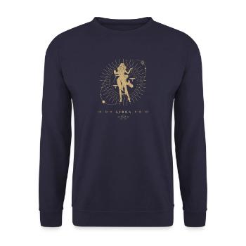 Waage Sternzeichen - Unisex Pullover - Navy - Vorne - Alina (178cm) & Michal (187cm)