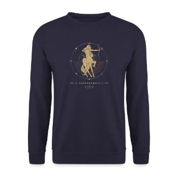 Schütze Zentaur Sternzeichen - Unisex Pullover - Navy - Vorne - Alina (178cm) & Michal (187cm)