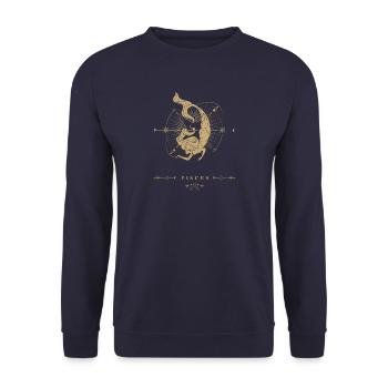 Fische Pisces Sternzeichen - Unisex Pullover - Navy - Vorne - Alina (178cm) & Michal (187cm)