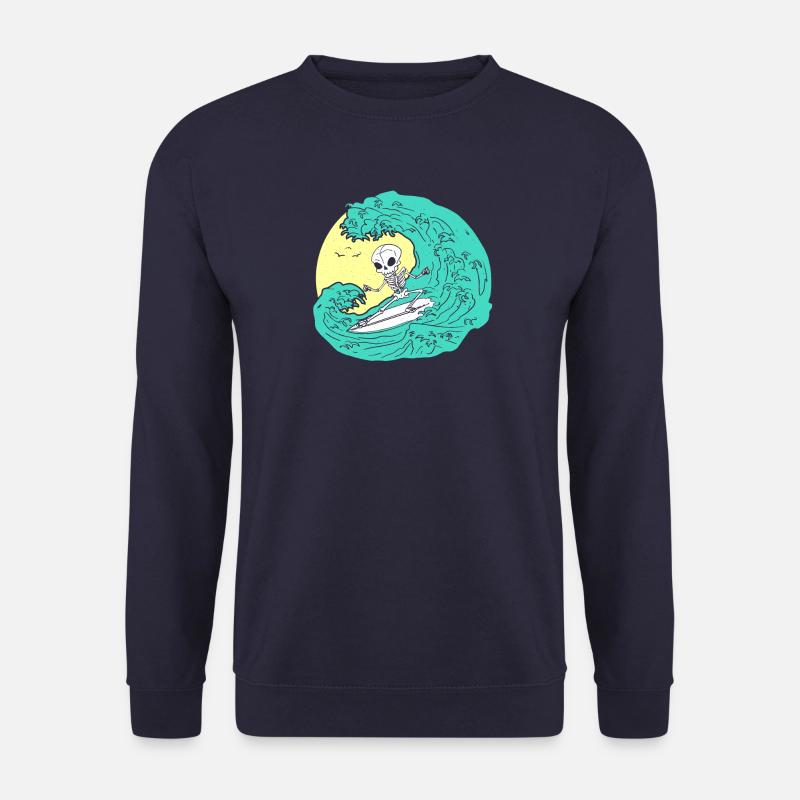 Skeleton surfing on Wave - Unisex Pullover - Navy