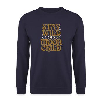 Stay Wild Moon Child - Unisex Pullover - Navy - Vorne - Alina (178cm) & Michal (187cm)