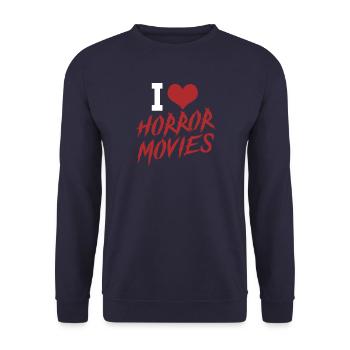 Ich liebe Horrorfilme - Unisex Pullover - Navy - Vorne - Alina (178cm) & Michal (187cm)