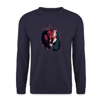 Vergib mir Vater - vom Teufel besessen - Unisex Pullover - Navy - Vorne - Alina (178cm) & Michal (187cm)