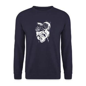 A Loud Mind - Overthinker - Unisex Pullover - Navy - Vorne - Alina (178cm) & Michal (187cm)