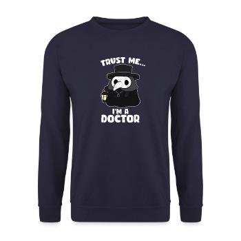 Vertrau mir ich bin Doktor - Fun - Unisex Pullover - Navy - Vorne - Alina (178cm) & Michal (187cm)