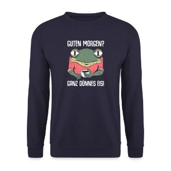 Guten Morgen? Ganz dünnes Eis - Unisex Pullover - Navy - Vorne - Alina (178cm) & Michal (187cm)
