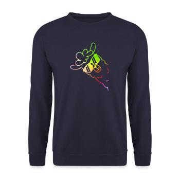 Cool Alpaka / Lama mit Sonnenbrille - Unisex Pullover - Navy - Vorne - Alina (178cm) & Michal (187cm)
