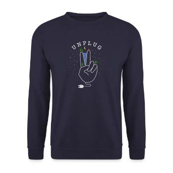 Unplug - Natur, Wald und Berge - Unisex Pullover - Navy - Vorne - Alina (178cm) & Michal (187cm)