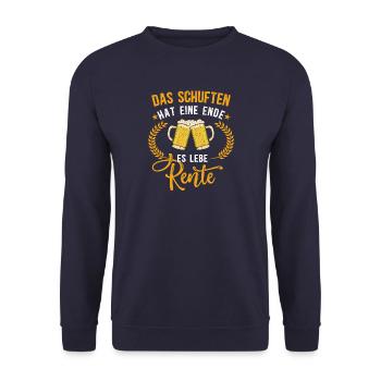 Das Schuften hat ein Ende! Es lebe die Rente - Unisex Pullover - Navy - Vorne - Alina (178cm) & Michal (187cm)