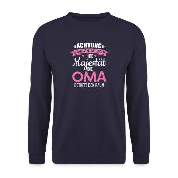 Majestät Oma betritt den Raum - Unisex Pullover - Navy - Vorne - Alina (178cm) & Michal (187cm)
