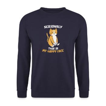 Ernsthaft! Das ist mein glückliches Gesicht - Unisex Pullover - Navy - Vorne - Alina (178cm) & Michal (187cm)