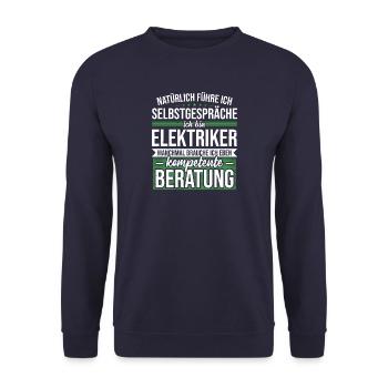 Elektriker / Elektroniker - kompetente Beratung - Unisex Pullover - Navy - Vorne - Alina (178cm) & Michal (187cm)