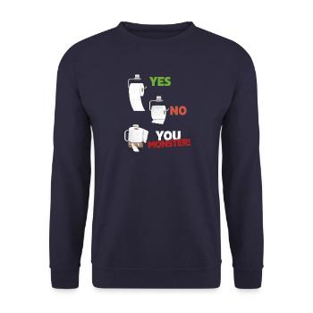 Lustiges Toilettenpapier Tutorial - Unisex Pullover - Navy - Vorne - Alina (178cm) & Michal (187cm)