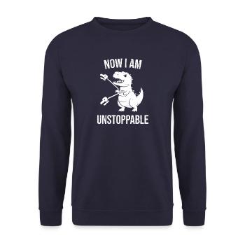 Dinosaurier ist jetzt unaufhaltsam - Unisex Pullover - Navy - Vorne - Alina (178cm) & Michal (187cm)