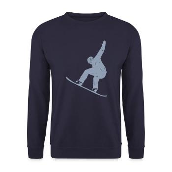Minimalist Snowboard Silhouette Winter Sports - Unisex Sweatshirt - navy - Front - Alina (178cm) & Michal (187cm)