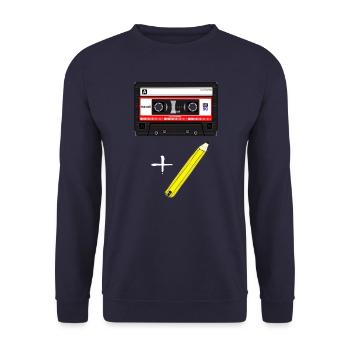 Kassette und Stift - Unisex Pullover - Navy - Vorne - Alina (178cm) & Michal (187cm)