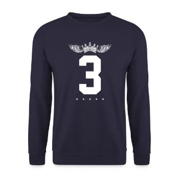 3 Zahl Krone - Unisex Pullover - Navy - Vorne - Alina (178cm) & Michal (187cm)