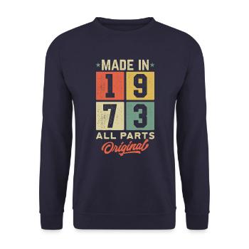 Made In 1973 - All Parts Original - Unisex Sweatshirt - navy - Front - Alina (178cm) & Michal (187cm)