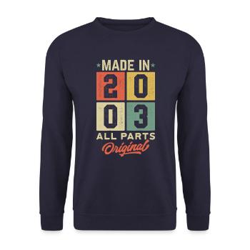 Made In 2003 - All Parts Original - Unisex Sweatshirt - navy - Front - Alina (178cm) & Michal (187cm)