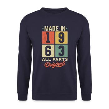 Made In 1963 - All Parts Original - Unisex Sweatshirt - navy - Front - Alina (178cm) & Michal (187cm)