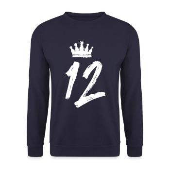12 Zahl Krone - Unisex Pullover - Navy - Vorne - Alina (178cm) & Michal (187cm)