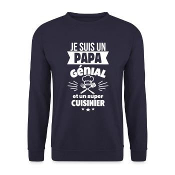 Papa génial super cuisinier,fête des pères - Sweat-shirt Unisexe - marine - Devant - Alina (178cm) & Michal (187cm)