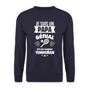Papa génial & tennisman – idée fête des pères - Sweat-shirt Unisexe - marine - Devant - Alina (178cm) & Michal (187cm)