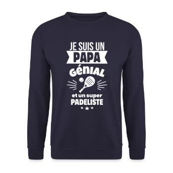 Papa génial & padéliste – idée fête des pères - Sweat-shirt Unisexe - marine - Devant - Alina (178cm) & Michal (187cm)