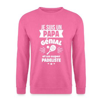 Papa génial & padéliste – idée fête des pères - Sweat-shirt Unisexe - rose - Devant