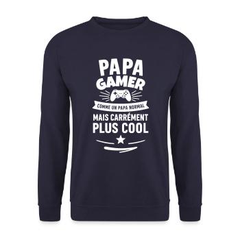 Papa gamer – plus cool qu’un papa normal - Sweat-shirt Unisexe - marine - Devant - Alina (178cm) & Michal (187cm)